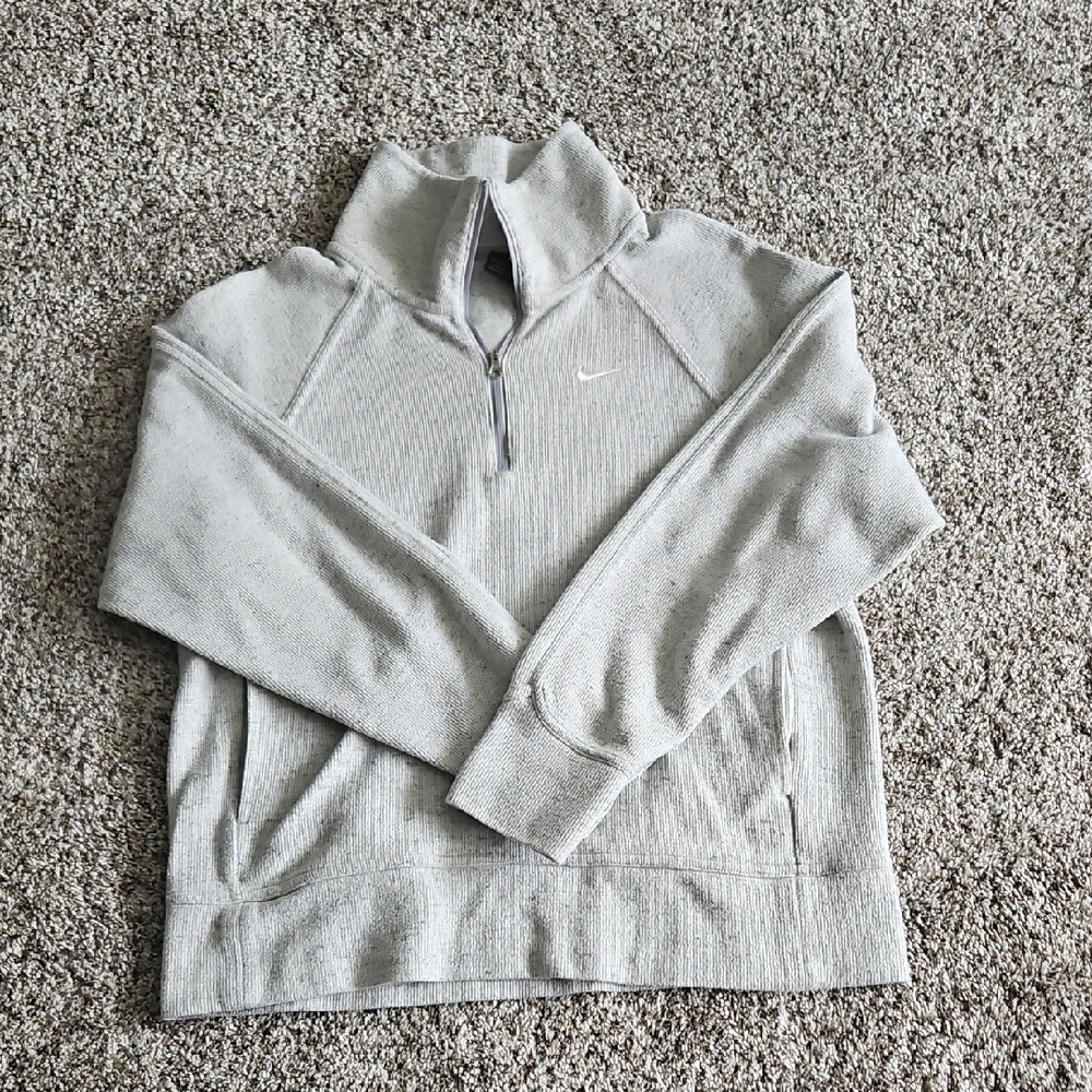 Nike Men's Light Gray Zip-Up Sweater